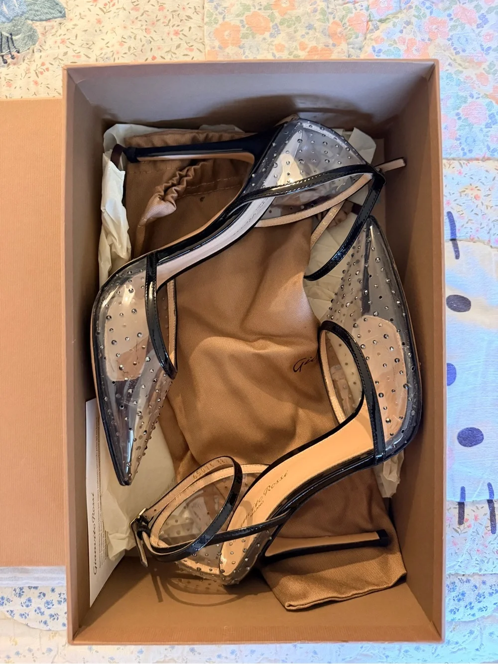 Gianvito Rossi Black Pointed Mesh Slingback Heels